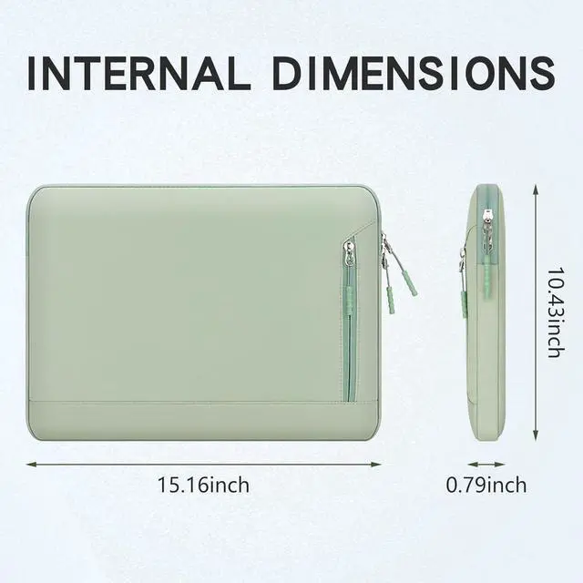 Alt view image 2 of 6 - Laptop Sleeve Case for 15 Inch MacBook Air/Pro 16 Inch MacBook Pro/Max 15-16 Inch Laptop Computer Elegant Portable Protective Laptop Case Bag with Pocket Green