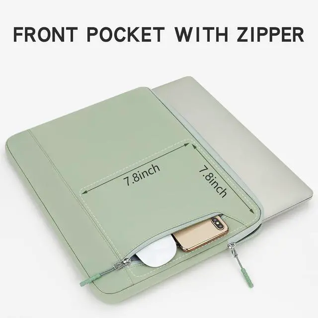 Alt view image 4 of 6 - Laptop Sleeve Case for 15 Inch MacBook Air/Pro 16 Inch MacBook Pro/Max 15-16 Inch Laptop Computer Elegant Portable Protective Laptop Case Bag with Pocket Green