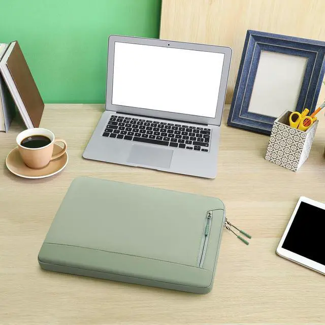 Alt view image 5 of 6 - Laptop Sleeve Case for 15 Inch MacBook Air/Pro 16 Inch MacBook Pro/Max 15-16 Inch Laptop Computer Elegant Portable Protective Laptop Case Bag with Pocket Green