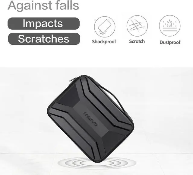 Alt view image 5 of 7 - 13-14 inch Laptop Hard Case 13.3 inch Waterproof Shockproof Computer Bag Compatible with MacBook HP  Symmetrical Trapezoid EVA Carrying Laptop Sleeve Hard Shell with Handle Black