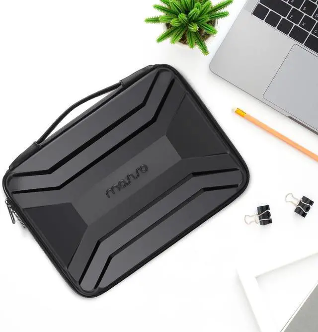 Alt view image 7 of 7 - 13-14 inch Laptop Hard Case 13.3 inch Waterproof Shockproof Computer Bag Compatible with MacBook HP  Symmetrical Trapezoid EVA Carrying Laptop Sleeve Hard Shell with Handle Black