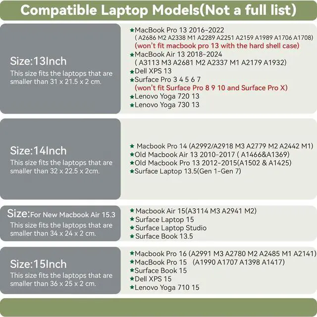 Alt view image 2 of 7 - Leather Laptop Sleeve 13 Inch Compatible for New 13inch MacBook Air New 13 MacBook Pro  XPS 13 Color Grey Green