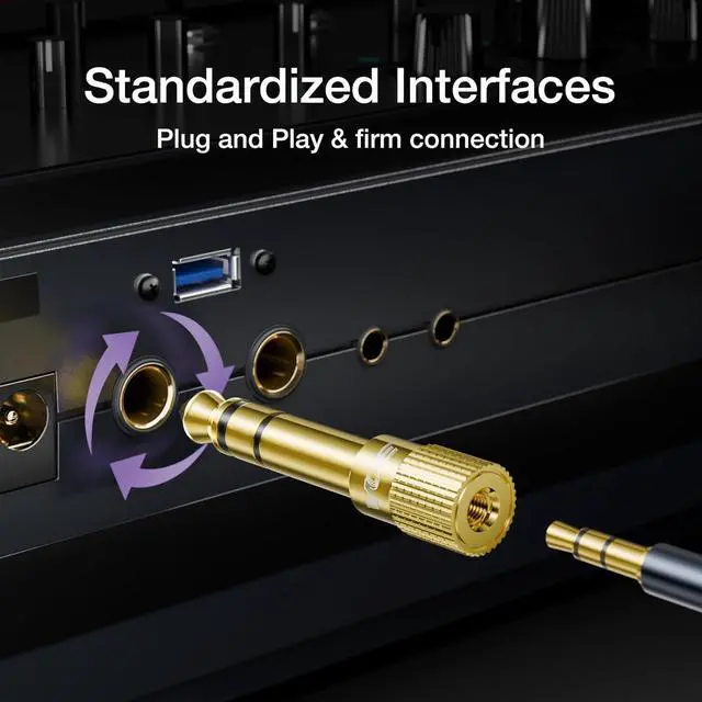 Alt view image 5 of 7 - 6.35mm (1/4 inch) Male to 3.5mm (1/8 inch) Female Stereo Audio Jack Adapter for Aux Cable Guitar Amplifier Headphone 2 Pack