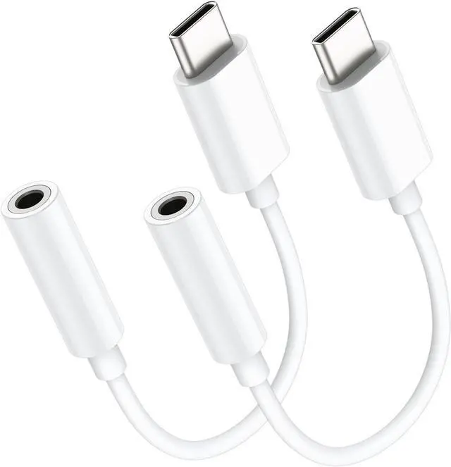 Main image of USB C to 3.5mm Audio Headphone Adapter Type C to Headphone Jack Adapter Aux Audio Dongle Cable Cord Compatible with iPhone 16 Pro Max/16E/15  Galaxy S25 Ultra/S24/S23 Pixel iPad Pro 2 Pack