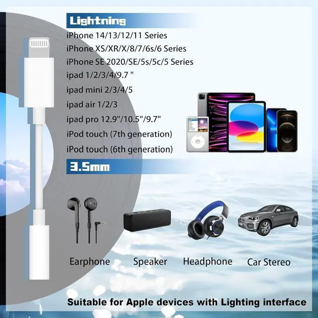 Alt view image 2 of 7 - 2 Pack Lightning to 3.5 mm Headphone Jack Adapter for iPhone [MFi Certified] iPhone Aux Adapter Converter Dongle Audio Cable Compatible with iPhone 14/13 Pro Max X/XS Support All iOS System