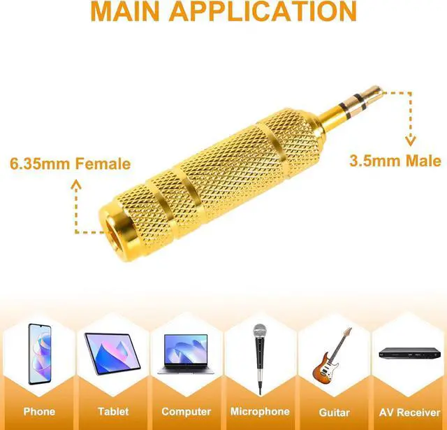 Alt view image 2 of 6 - 4 Pack Headphone Jack Adapter - 3.5mm (1/8 inch) Male to 6.35mm (1/4 inch) Female and 6.35mm (1/4) to 3.5mm (1/8) Audio Adapter for Player Headphone Guitar Amplifier