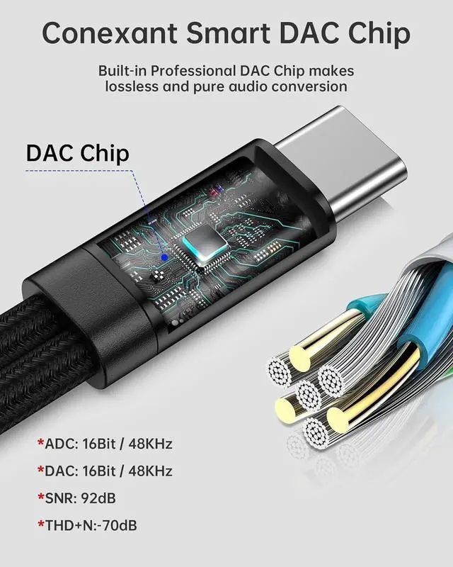 Alt view image 3 of 7 - 2Pack 2 in 1 USB C to 3.5mm Aux Adapter Android Dongle C to C Fast Charging for  Galaxy  iPhone 15 Headphone Jack Adapter 60W PD Aux Audio Cord Adoptor Aux Male to Female Converter