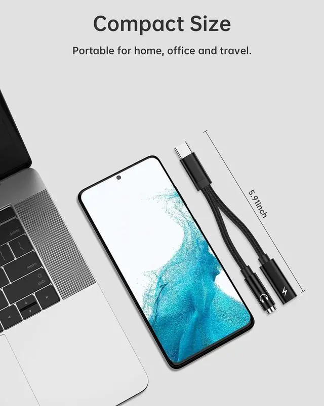 Alt view image 6 of 7 - 2Pack 2 in 1 USB C to 3.5mm Aux Adapter Android Dongle C to C Fast Charging for  Galaxy  iPhone 15 Headphone Jack Adapter 60W PD Aux Audio Cord Adoptor Aux Male to Female Converter