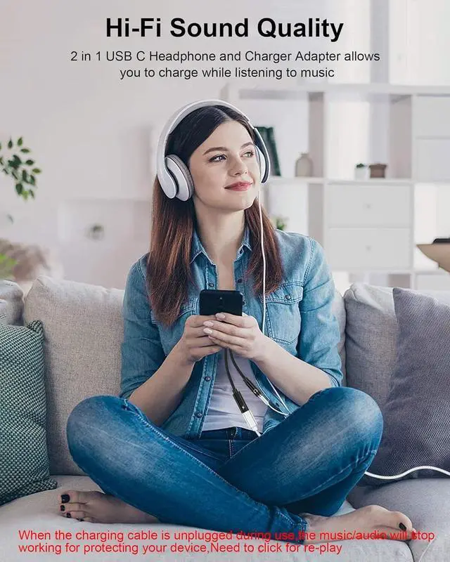 Alt view image 5 of 7 - 2Pack 2 in 1 USB C to 3.5mm Aux Adapter Android Dongle C to C Fast Charging for  Galaxy  iPhone 15 Headphone Jack Adapter 60W PD Aux Audio Cord Adoptor Aux Male to Female Converter