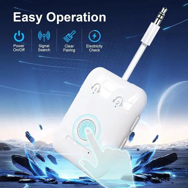 Alt view image 5 of 7 - Premium Bluetooth 5.4 Transmitter Airplane Wireless Adapter Supports 2 AirPods/Headphones Bluetooth Transmitter for TV Airplane Gym with aptX Adaptive & Low Latency