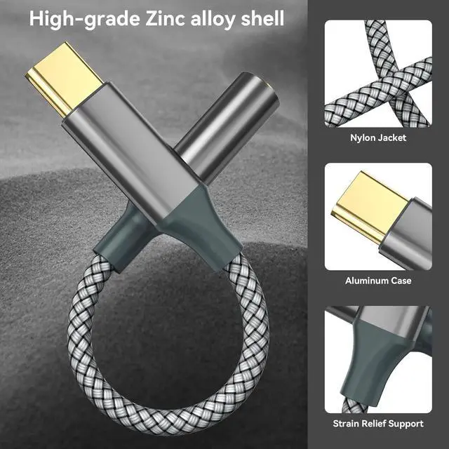Alt view image 2 of 7 - USB C to Aux Audio Dongle Cable Cord Type C to 3.5mm Female Headphone Jack Adapter for iPhone 16 Pro Max/16 Pro 15 Pro Max/15 Pro/15 Plus  Galaxy S23/S22/S21 Ultra Pixel iPad Pro MacBook