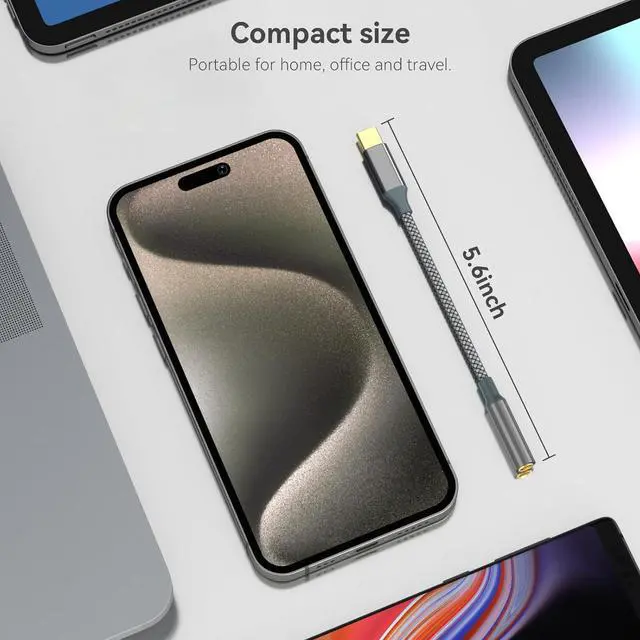 Alt view image 5 of 7 - USB C to Aux Audio Dongle Cable Cord Type C to 3.5mm Female Headphone Jack Adapter for iPhone 16 Pro Max/16 Pro 15 Pro Max/15 Pro/15 Plus  Galaxy S23/S22/S21 Ultra Pixel iPad Pro MacBook