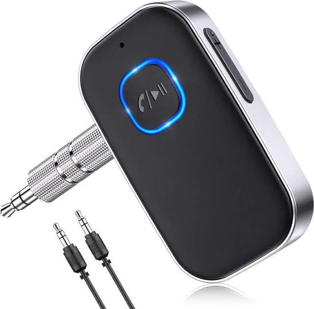 Main image of Bluetooth Receiver for Car Noise Cancelling 3.5mm AUX Bluetooth Car Adapter Wireless Audio Receiver for Home Stereo/Wired Headphones Hands-Free Call 16H Battery Life - Black+Silver
