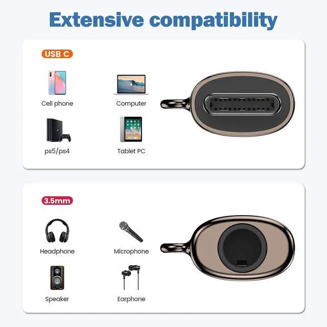 Alt view image 3 of 6 - USB C to Audio Jack Adapter 2Pcs Type C to 3.5mm Audio Adapter Compatible with iPhone 15 Plus/15 Pro Max  Galaxy S23 S22 S21 S20 Ultra Pixel iPad Pro MacBook Square Reader