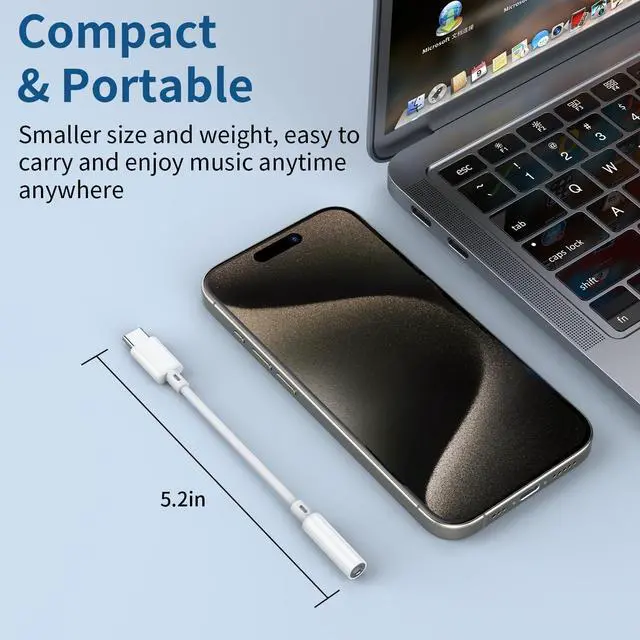 Alt view image 5 of 6 - USB C to 3.5mm Headphone Jack Adapter for iPhone 16 Pro Max Plus/15 Pro Max Type C Aux Audio Dongle Cable Cord Compatible with iPad Pro Air 4 5 Mini 6  Galaxy S24/S23/S22/S21 Ultra MacBook