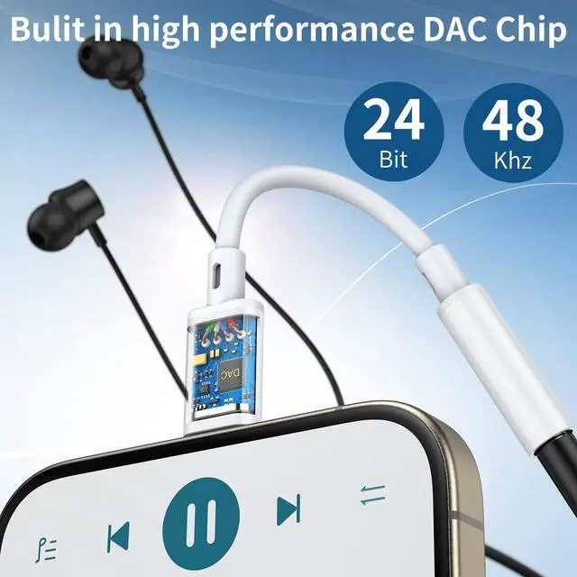 Alt view image 4 of 6 - USB C to 3.5mm Headphone Jack Adapter for iPhone 16 Pro Max Plus/15 Pro Max Type C Aux Audio Dongle Cable Cord Compatible with iPad Pro Air 4 5 Mini 6  Galaxy S24/S23/S22/S21 Ultra MacBook