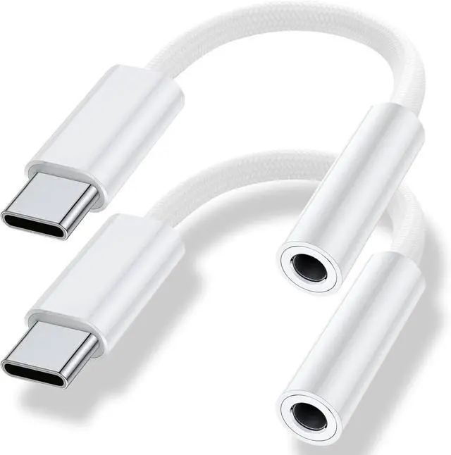 Main image of USB Type C to 3.5mm Headphone Jack Adapter (2-Pack) USB C to Aux Female Audio Dongle Cable Cord Compatible for iPhone 16 15 Plus Pro Max  Galaxy S24 S23 S22 S21Ultra Pixel iPad Pro MacBook