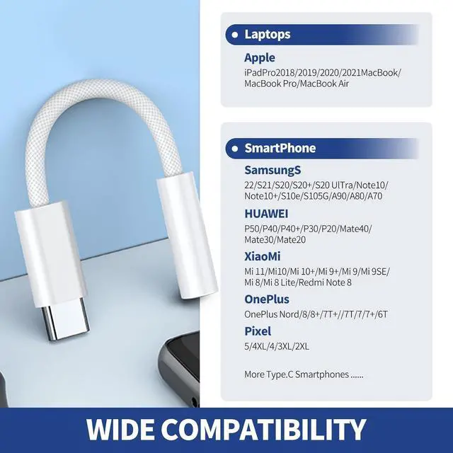 Alt view image 6 of 7 - USB Type C to 3.5mm Headphone Jack Adapter (2-Pack) USB C to Aux Female Audio Dongle Cable Cord Compatible for iPhone 16 15 Plus Pro Max  Galaxy S24 S23 S22 S21Ultra Pixel iPad Pro MacBook
