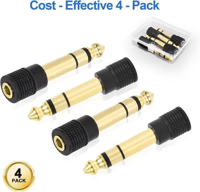 Alt view image 2 of 7 - 4-Pack 3.5mm to 1/4 Adapter Upgrade Headphone Jack Adapter 1/4 to 3.5mm Stereo Headphone Adapter Gold Plated for Aux Cable Headphones Piano Drums Amp Adapter