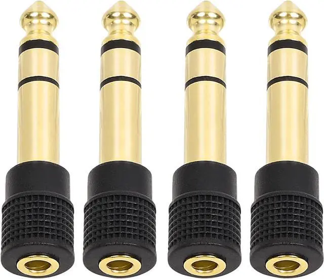 Main image of 4-Pack 3.5mm to 1/4 Adapter Upgrade Headphone Jack Adapter 1/4 to 3.5mm Stereo Headphone Adapter Gold Plated for Aux Cable Headphones Piano Drums Amp Adapter
