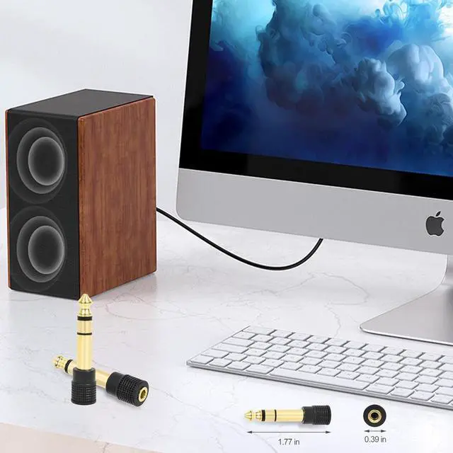 Alt view image 6 of 7 - 4-Pack 3.5mm to 1/4 Adapter Upgrade Headphone Jack Adapter 1/4 to 3.5mm Stereo Headphone Adapter Gold Plated for Aux Cable Headphones Piano Drums Amp Adapter