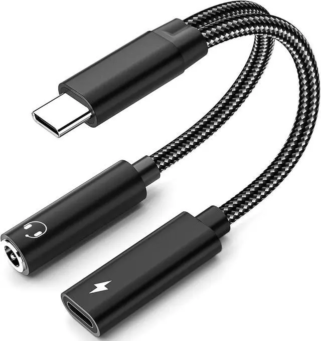 Main image of USB C to 3.5mm Headphone and Charger Adapter 2 in 1 USB C to Aux Audio Adapter & 60W Fast Charging Dongle Compatible with iPhone 16/16 Pro/15 Galaxy S25/S24/S24 Ultra/S23 Pixel 8 iPad Pro