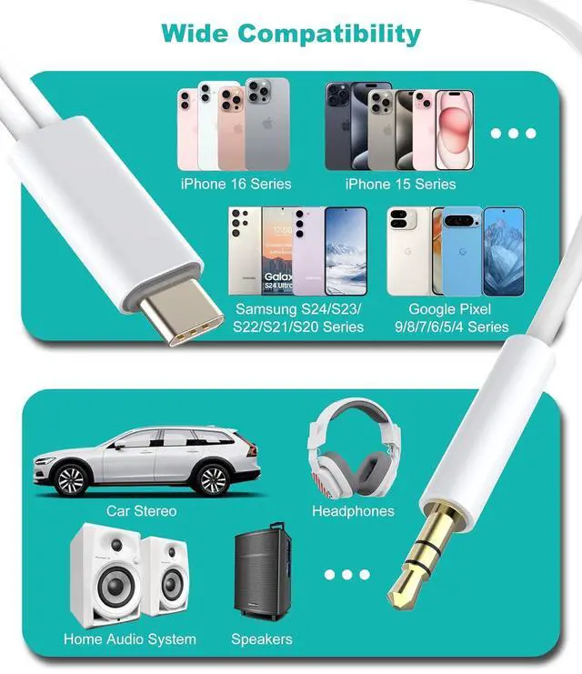 Alt view image 3 of 7 - Aux to USB C 2-in-1 USB-C to Aux Cord with Charge Port Work for iPhone 16/15 Pro Max Car USB Type-C to 3.5mm Male Audio Cable Support Calls & Fast Charging for Car Stereo Speaker Headphones