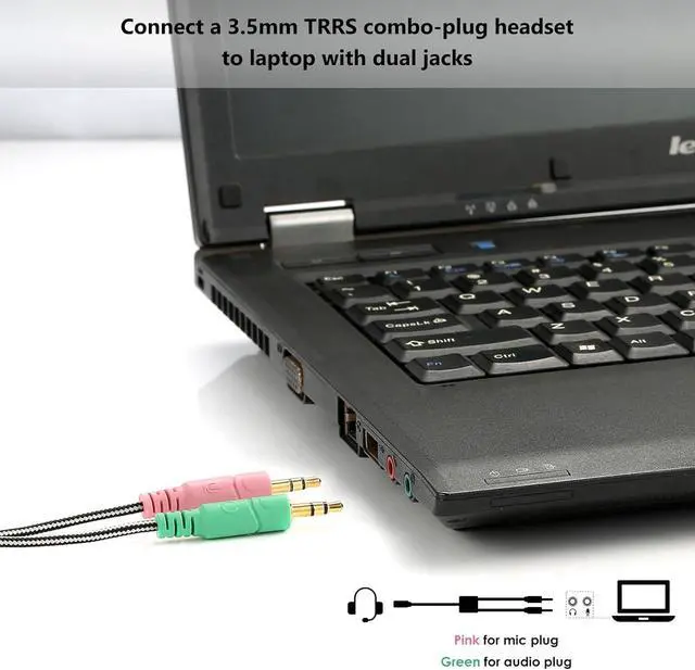 Alt view image 3 of 7 - Headphone Splitter for Computer CTIA 3.5mm TRRS Female to Dual TRS Male Mic Audio Jack Y Adapter Headset Splitter Cable for PC Laptop to Gaming Headset - 8inch/20cm