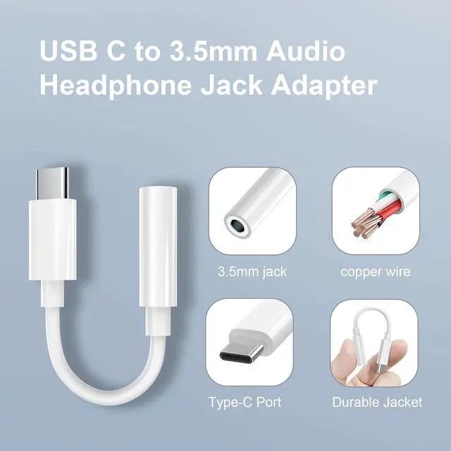 Alt view image 5 of 7 - 2 Pack USB C to 3.5mm Headphone Jack Adapter USB C to Aux Audio Dongle Cable Cord Compatible with iPhone 16/15 Pro/15 Pro Max iPad Pro MacBook  S24/S23/S22/S21 Pixel