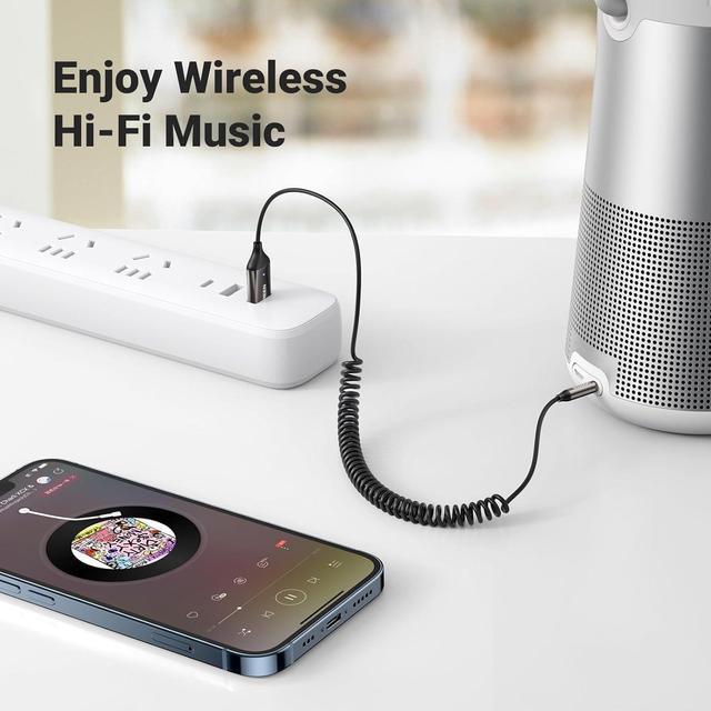 Alt view image 7 of 7 - Aux to Bluetooth 5.3 Adapter 3.5mm Bluetooth Receiver for Car USB 2.0 to 3.5mm Jack Kit with Built-in Microphone Aux Input for Hands-Free Calls Compatible with Car Speaker and Home Audio