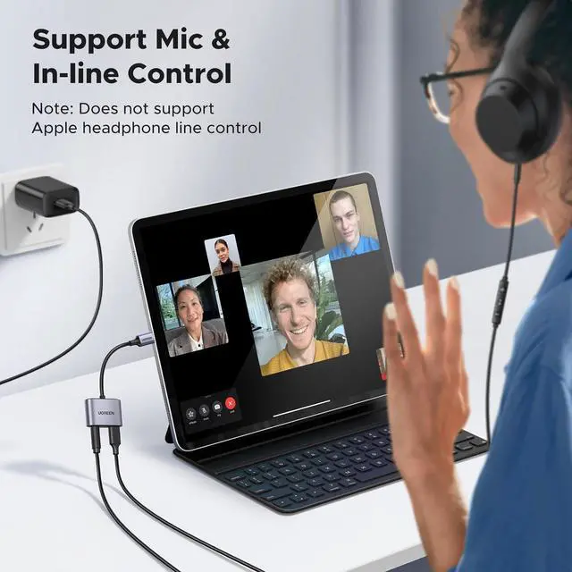 Alt view image 6 of 7 - USB C to 3.5mm Headphone and Charger Adapter 2 in 1 Type C to Aux Audio Jack with PD 60W Fast Charging Dongle for Headphone Earbud Compatible with  S25/24 Ultra iPad Pro Air