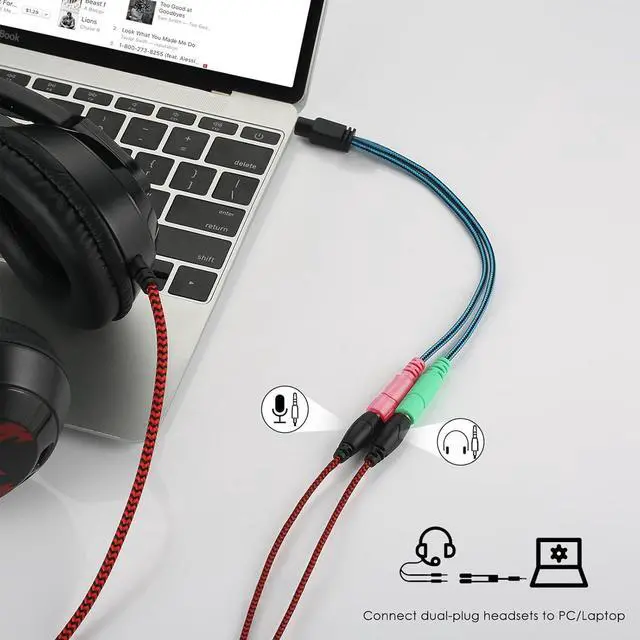 Alt view image 2 of 7 - Headphone Mic Splitter 3.5mm Headset Adapter (Microphone + Audio) 2 TRS Female to TRRS Male CTIA Stereo Jack Y Cable Compatible for Dual-Plug Gaming Headset to Xbox PS4 Phone Laptop PC