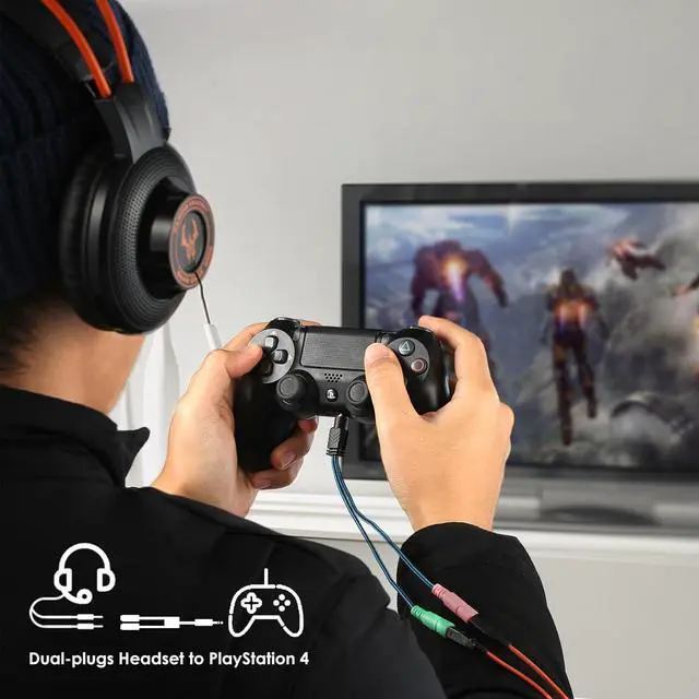 Alt view image 3 of 7 - Headphone Mic Splitter 3.5mm Headset Adapter (Microphone + Audio) 2 TRS Female to TRRS Male CTIA Stereo Jack Y Cable Compatible for Dual-Plug Gaming Headset to Xbox PS4 Phone Laptop PC