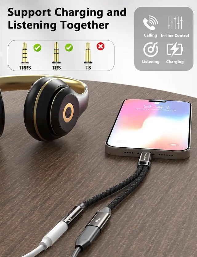 Alt view image 2 of 7 - VIOY 10 Pack USB C to 3.5 mm Headphone and Charger Adapter-2 in 1 Type C to Aux and Charger Splitter with PD 60W Fast Charging and Data Transfer for iPhone 16/15 Pro,iPad Pro,Samsung Galaxy S20-22