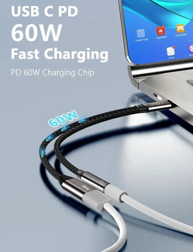 Alt view image 4 of 7 - VIOY 10 Pack USB C to 3.5 mm Headphone and Charger Adapter-2 in 1 Type C to Aux and Charger Splitter with PD 60W Fast Charging and Data Transfer for iPhone 16/15 Pro,iPad Pro,Samsung Galaxy S20-22