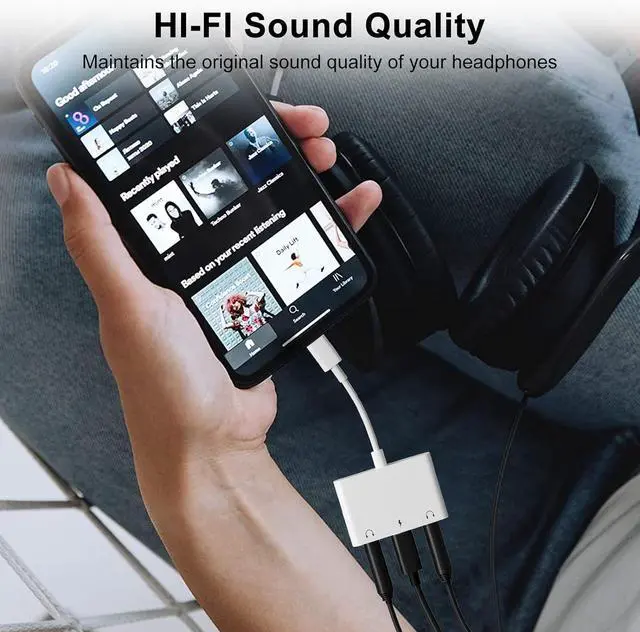Alt view image 5 of 7 - Headphone Adapter for iPad Headphone Splitter for 2 Headphones 3 in 1 USB C to 3.5mm Jack Audio Adapter with 60W Fast Charging Compatible with S24/23 Ultra.