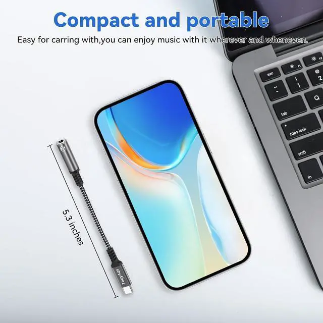 Alt view image 6 of 7 - USB Type C to 3.5mm Female Headphone Jack Adapter (2-Pack) USB C to Aux Audio Dongle Cable Cord Compatible with iPhone 15/15 Plus/Pro/Pro Max iPad Pro  Galaxy S23/S23/S22/S21Ultra MacBook