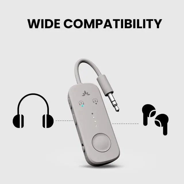 Alt view image 5 of 7 - Relay - Premium Airplane Bluetooth 5.3 Adapter Supports 2 AirPods or Headphones with aptX Adaptive 3.5mm AUX Jack Wireless Audio Transmitter for Planes Airline Travel TV