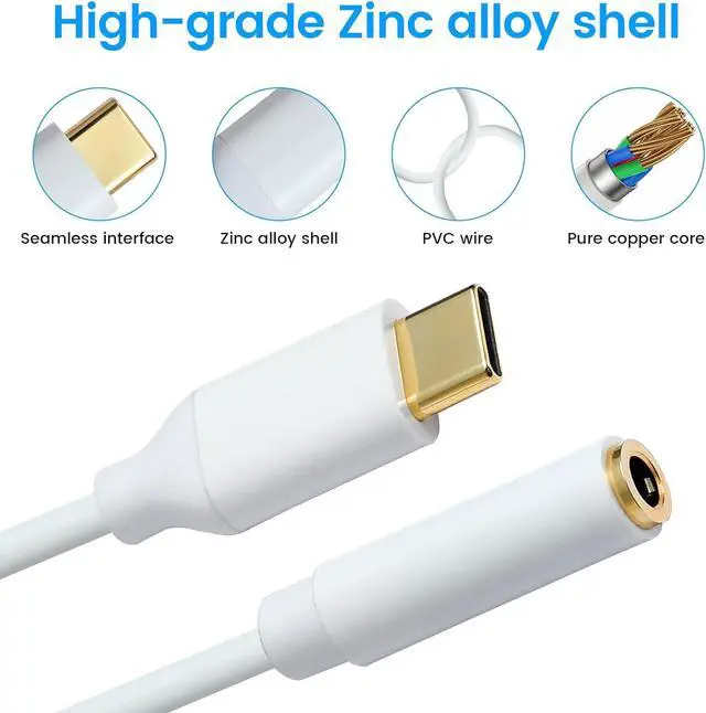 Alt view image 4 of 7 - USB C to 3.5mm Female Headphone Jack Adapter Type C to Aux Audio Dongle Cable Cord Compatible with iPhone 16/16 Pro/15/15 Pro/Pro Max/Plus Galaxy S24/S23/S22 Ultra iPad Pro Pixel 9/8(2 Pack)