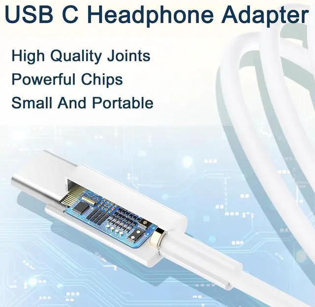 Alt view image 3 of 7 - USB-C to 3.5 mm Headphone Jack Adapter,USB C to Aux Audio Dongle Cable Cord Compatible with iPhone 15 16 Series, iPad Pro, Galaxy S23/S22 Ultra Headphone Adapter (White, 50 Pack)