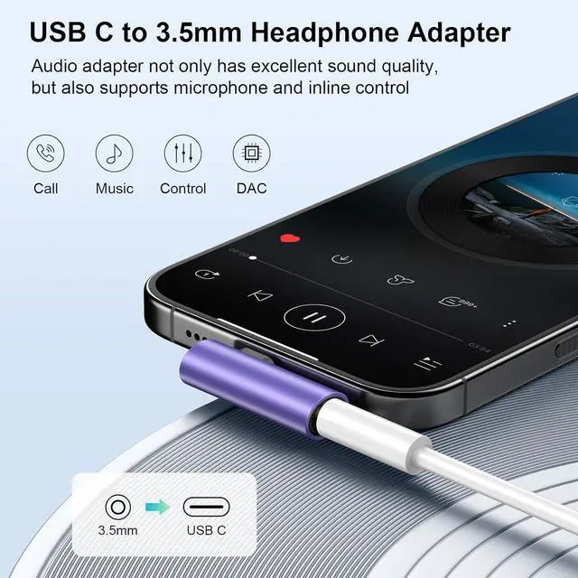 Alt view image 2 of 7 - USB C to 3.5mm Audio Adapter Right Angle for Google Pixel 9a 9 Pro XL 9 Pro Fold 9 Pro 8 7a 7 2Pack Type C to 3.5mm Headphones Jack Dongle Adapter for  Galaxy S25 Ultra S25+ S24 Ultra S24 S23