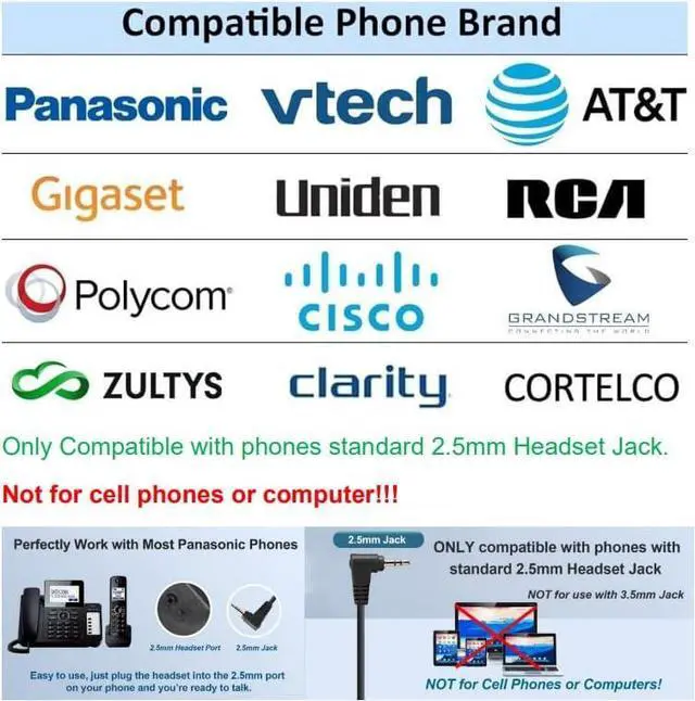 Alt view image 4 of 7 - Headphone Adapter 2.5mm Male to 3.5mm Femalefor Smartphone Headset Adapter 2.5mm to 3.5(for Panasonic Jack) Cable with Connector Suit for Cordless Phones Earpiece Jack Adapter XB0X360