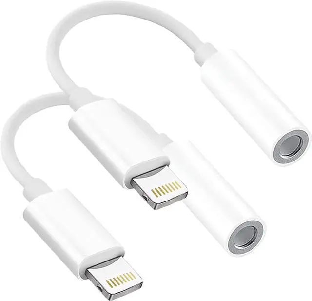 Main image of 2 Pack Headphones Adapter 3.5 mm Headphone/Earphone Jack Audio Aux Adapter Dongle Compatible with iPhone 14 13 12 11 Pro XR XS Max X 8 7 6s Plus
