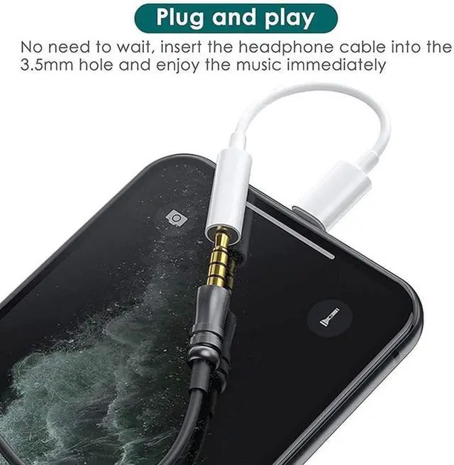 Alt view image 3 of 7 - 2 Pack Headphones Adapter 3.5 mm Headphone/Earphone Jack Audio Aux Adapter Dongle Compatible with iPhone 14 13 12 11 Pro XR XS Max X 8 7 6s Plus