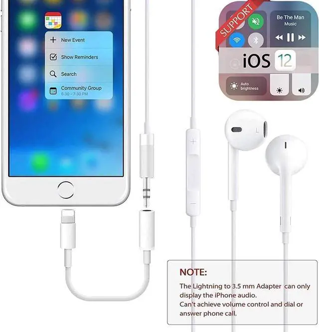 Alt view image 5 of 7 - 2 Pack Headphones Adapter 3.5 mm Headphone/Earphone Jack Audio Aux Adapter Dongle Compatible with iPhone 14 13 12 11 Pro XR XS Max X 8 7 6s Plus