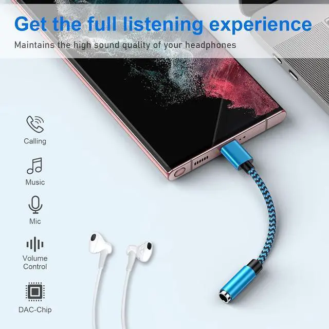 Alt view image 2 of 7 - USB Type C to 3.5mm Headphone Jack Adapter 2-Pack USB C to Aux Female Audio Dongle Cable Cord Compatible  Galaxy A54 S24 S23 Ultra A15 A14 S22 S21FE S20+ S10e S9 S8 Note 20 10+ Pixel 8 7Pro 6 5