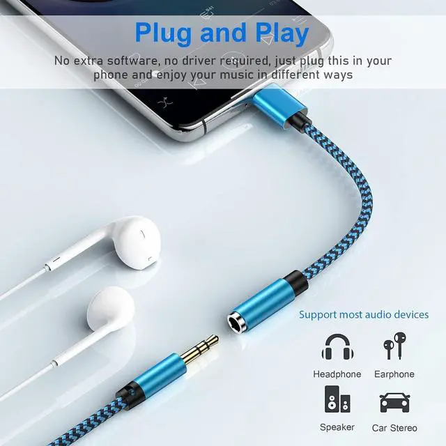 Alt view image 4 of 7 - USB Type C to 3.5mm Headphone Jack Adapter 2-Pack USB C to Aux Female Audio Dongle Cable Cord Compatible  Galaxy A54 S24 S23 Ultra A15 A14 S22 S21FE S20+ S10e S9 S8 Note 20 10+ Pixel 8 7Pro 6 5
