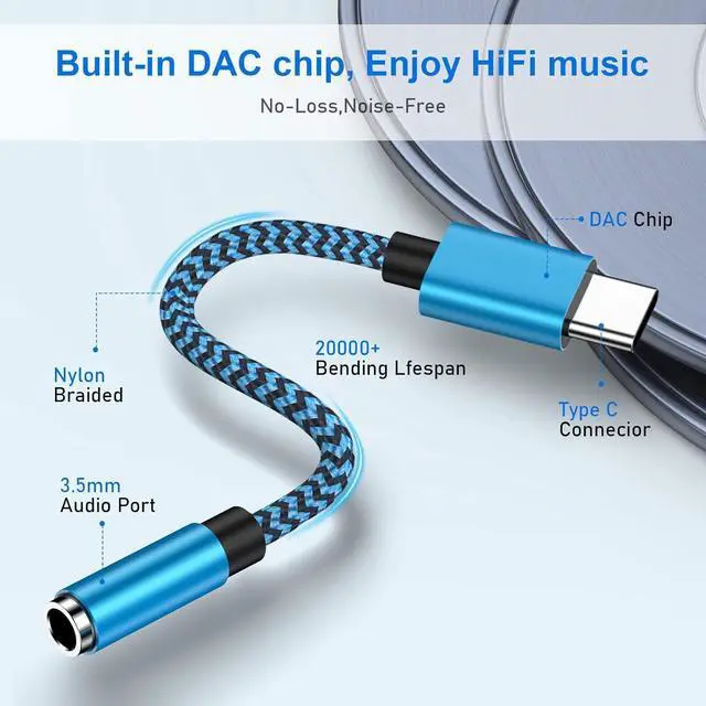 Alt view image 5 of 7 - USB Type C to 3.5mm Headphone Jack Adapter 2-Pack USB C to Aux Female Audio Dongle Cable Cord Compatible  Galaxy A54 S24 S23 Ultra A15 A14 S22 S21FE S20+ S10e S9 S8 Note 20 10+ Pixel 8 7Pro 6 5