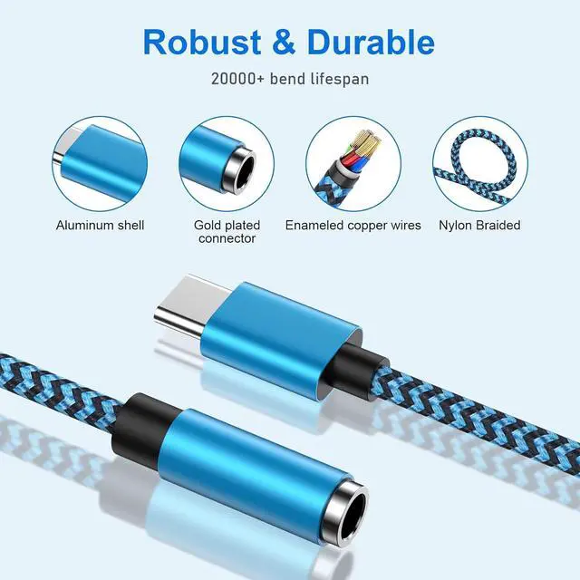 Alt view image 6 of 7 - USB Type C to 3.5mm Headphone Jack Adapter 2-Pack USB C to Aux Female Audio Dongle Cable Cord Compatible  Galaxy A54 S24 S23 Ultra A15 A14 S22 S21FE S20+ S10e S9 S8 Note 20 10+ Pixel 8 7Pro 6 5