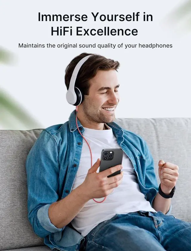 Alt view image 2 of 7 - USB C to 3.5mm Audio Aux Jack Cable Compatible with iPhone 16 Pro Max/15 Pro Max Plus [3.3ft] USB Type C to 3.5mm Headphone Stereo Cord Car for  Galaxy S24 S23 iPad Pro Pixel 9/8-Red